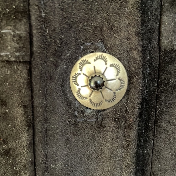 CHAR vintage woman’s black suede jacket Lady Liberty & Flag, fur, 8, EUC - Picture 4 of 12